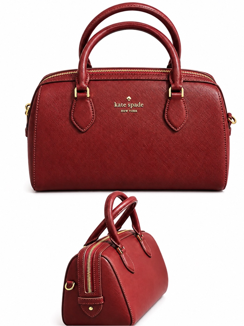 kate spade Red Saffiano Leather Dome Satchel